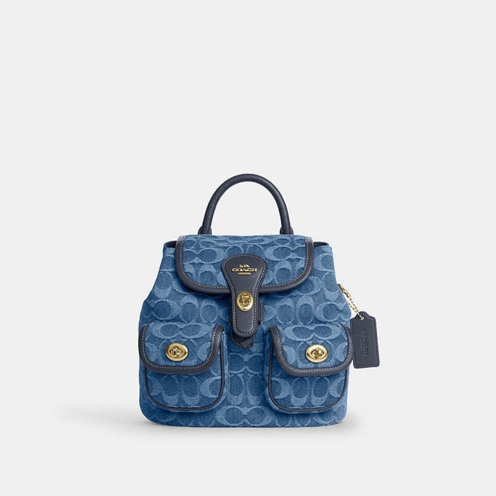 NWT Coach Hadley Backpack Signature blue Denim  /Gold hardware CDB95 - Picture 2 of 14
